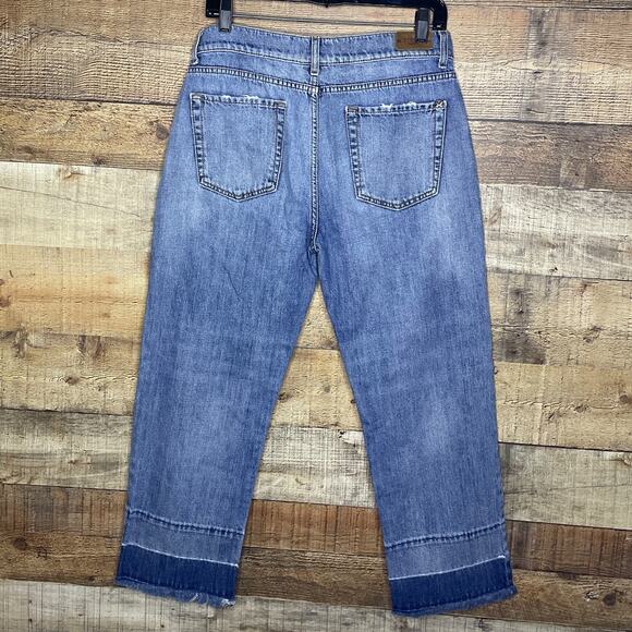 MaxMara Weekend Cropped Boyfriend Jeans Distressed Raw Hem Blue Size W29 8 - Picture 7 of 11